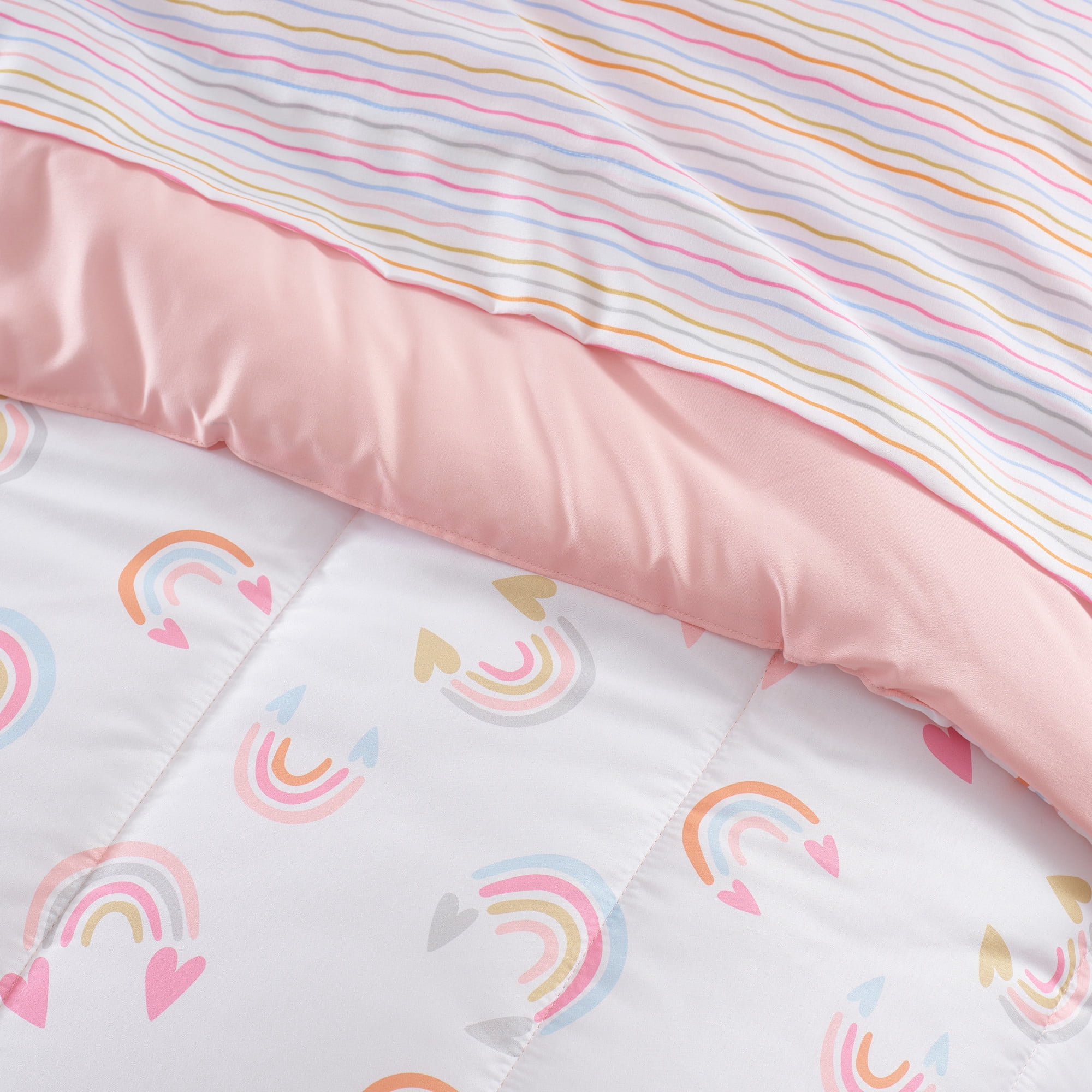 Dream Factory 7-Piece Lucky Hearts Bed in a Bag, Pink, Full