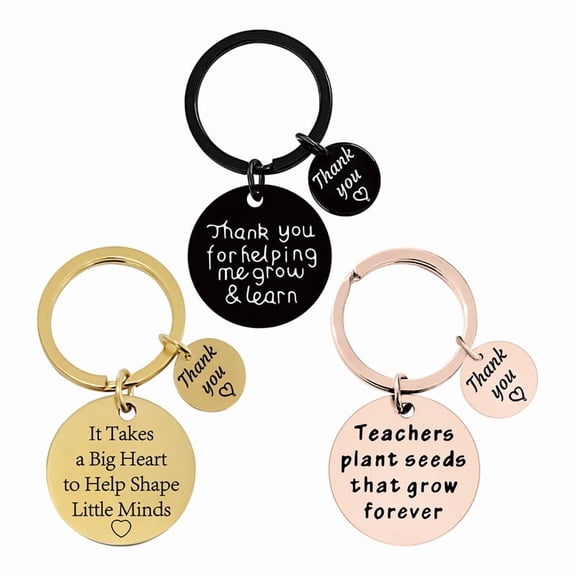 New Round Teacher's Day Keychain Gift with Engraving Metal Stainless Steel Keychain Pendant
