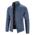 thumbnail image 2 of Suéter de manga larga tipo cárdigan con cuello alto de color sólido para jóvenes de otoño e invierno de terciopelo para hombres, 2 of 6