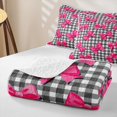 thumbnail image 4 of Manfei Black Classic Checkered Twin Quilt Set,Chic Bow Tie Twin Coverlet Set,3 Pieces,1 Bedspread and 1 Pillowcase, 4 of 7