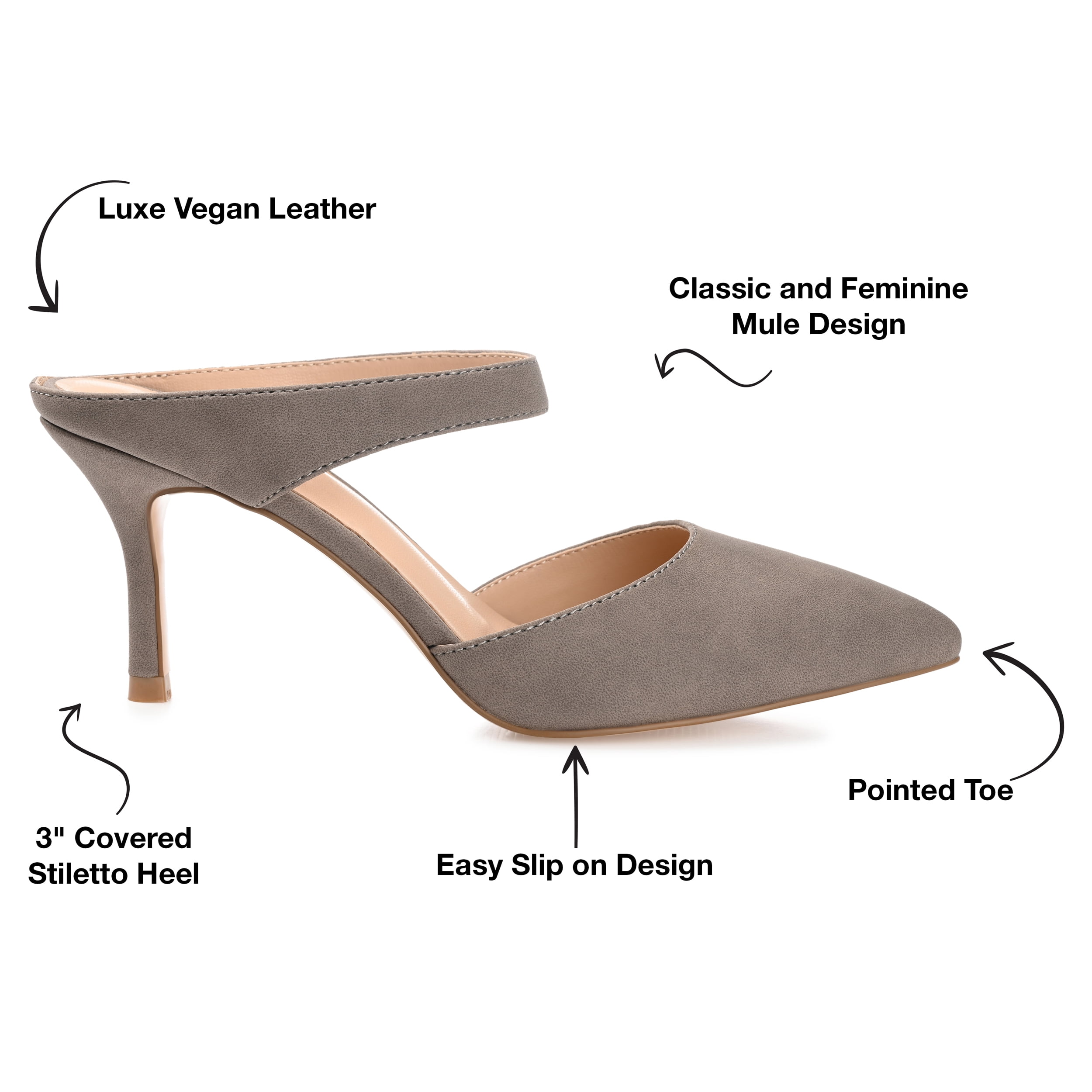 Journee Womens Maevali Mules Mid Stiletto Pointed Toe Pumps