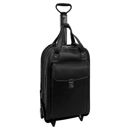 - Siamod Pastenello Vertical Detachable-Wheeled Leather Laptop Case - Black