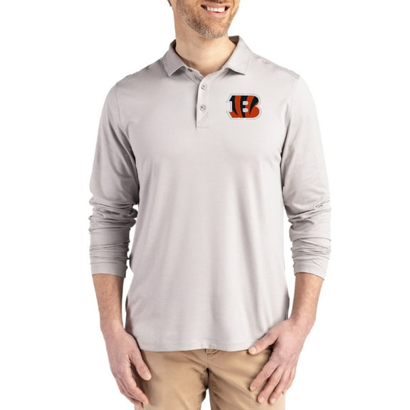 Men's Cutter & Buck Gray Cincinnati Bengals Coastline Epic Comfort Eco Recycled Polo