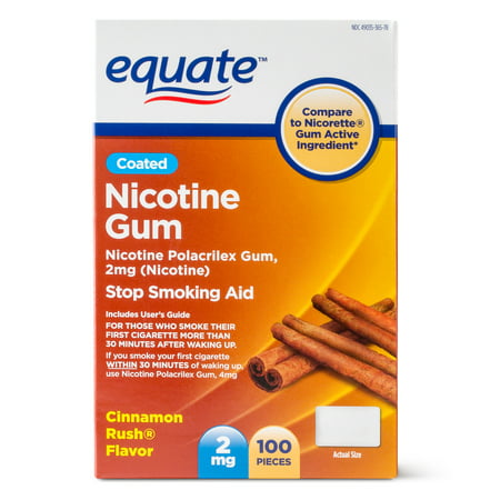 Equate Coated Nicotine Gum, Cinnamon Rush Flavor, 2mg, 100