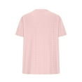 thumbnail image 5 of WIZUTIZ Plus Size Tops for Women Loose Short Sleeve Tshirt Oversized Solid Casual Blouse V-Neck Crochet Breathable Work out Tops Retro Tshirts Going out T-Shirt up to 65% Off Pink S, 5 of 6