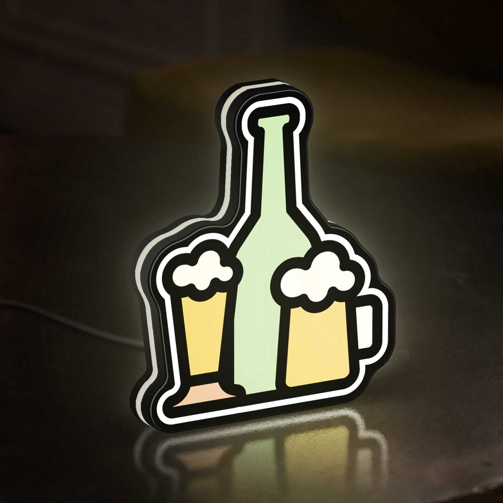 Beer Bottle and Mug 3D Novelty Light Box, Alcohol Drink Lamp Decor for Home Bars and Foodie Spaces (Width 16 inch, 40cm)