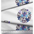thumbnail image 3 of Soimoi Moss Georgette Fabric Leaves & Floral Block Printed Fabric 1 Yard 42 Inch Wide, 3 of 3