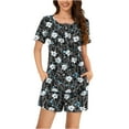 thumbnail image 2 of Qepwscx Women's Pajamas Sets Soft 2 Piece Summer Crew Neck Short Sleeve Sleepwear Pjs + Elastic Waist Short Lightweight Floral Print Tops PJs Graphic Pajama Sets Going Out Outfits Lounge, 2 of 6