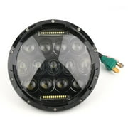 2pcs 7 Inch 75w White LED Round Headlight Offroad Car Lamp Black Jeep