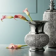 Dahlia Studios Silver Geometric Circles 9 1/2" High Modern Ceramic Vase