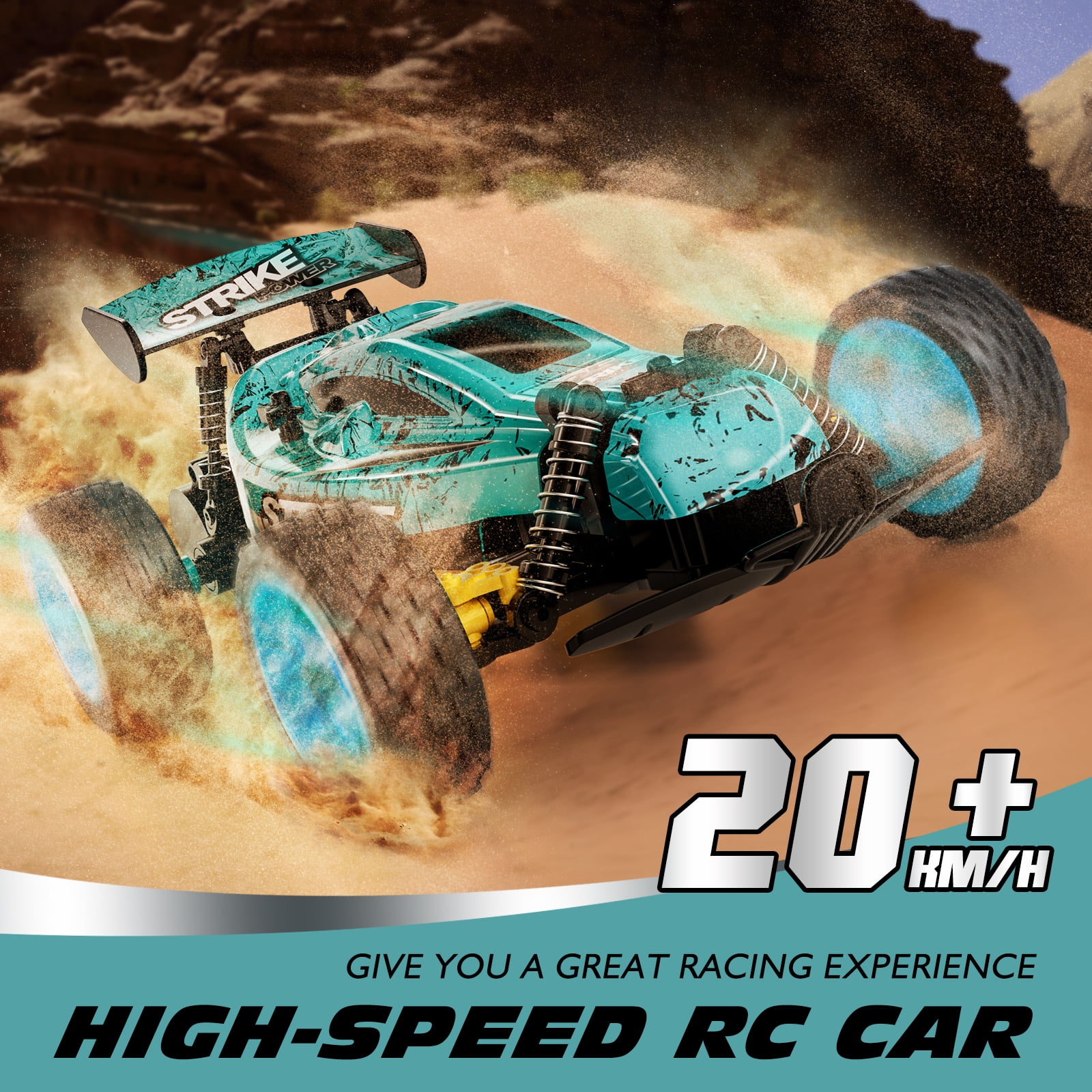 Tecnock RC Cars for Kids 1:18 Scale, High Speed 2WD Offroad Buggy, 2.4GHz Remote Control Car Racing with 50 Mins Playtime, Gift for Boys Girls