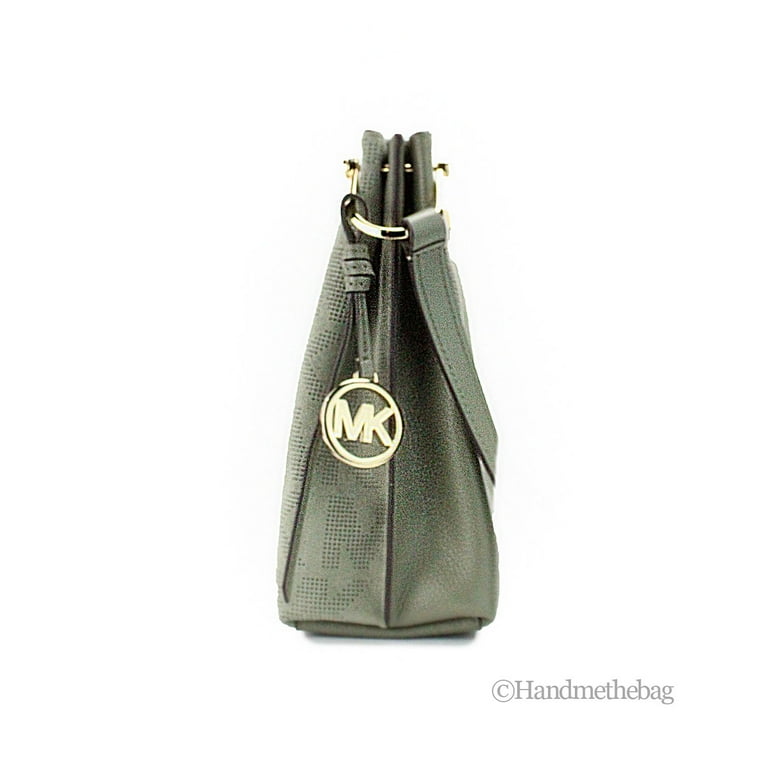 Michael Kors Small Slouchy Messenger Handbag Army Green Perforated Suede Leather with Zip Walmart
