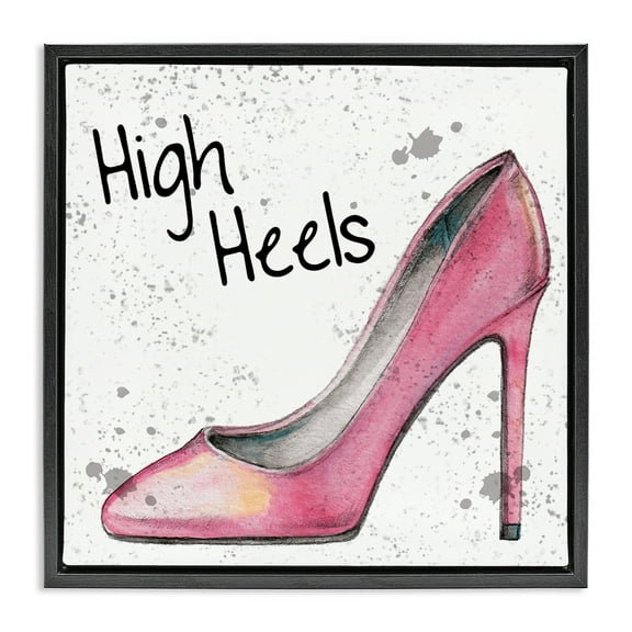 Stupell Industries Pink High Heels Beauty & Fashion Painting Black Floater Framed Art Print Wall Art, 18 x 18