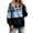 Blue, variant on XIAONU Womens Hoodies Trendy Checkered Printed Drawstring Hoodie Long Sleeved Baggy Pocket Color Blocked Pullover Sport Hoodie