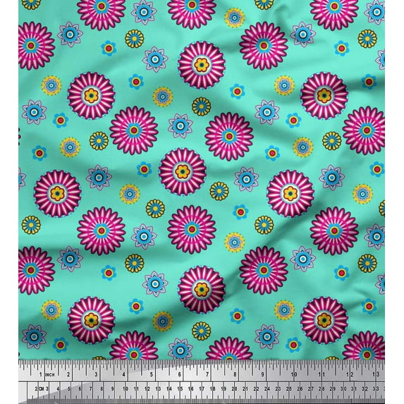 Soimoi Poly Georgette Fabric Flower Artistic Decor Fabric Printed Yard 52 Inch Wide