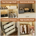 thumbnail image 5 of Homieasy Closet system with 5 wooden drawers, 7 hanging rods and corner tower, corner closet system with hanging, 132" L-shaped walk-in wardrobe organizer, 2000+ lbs capacity, set of 3, White Oak, 5 of 7