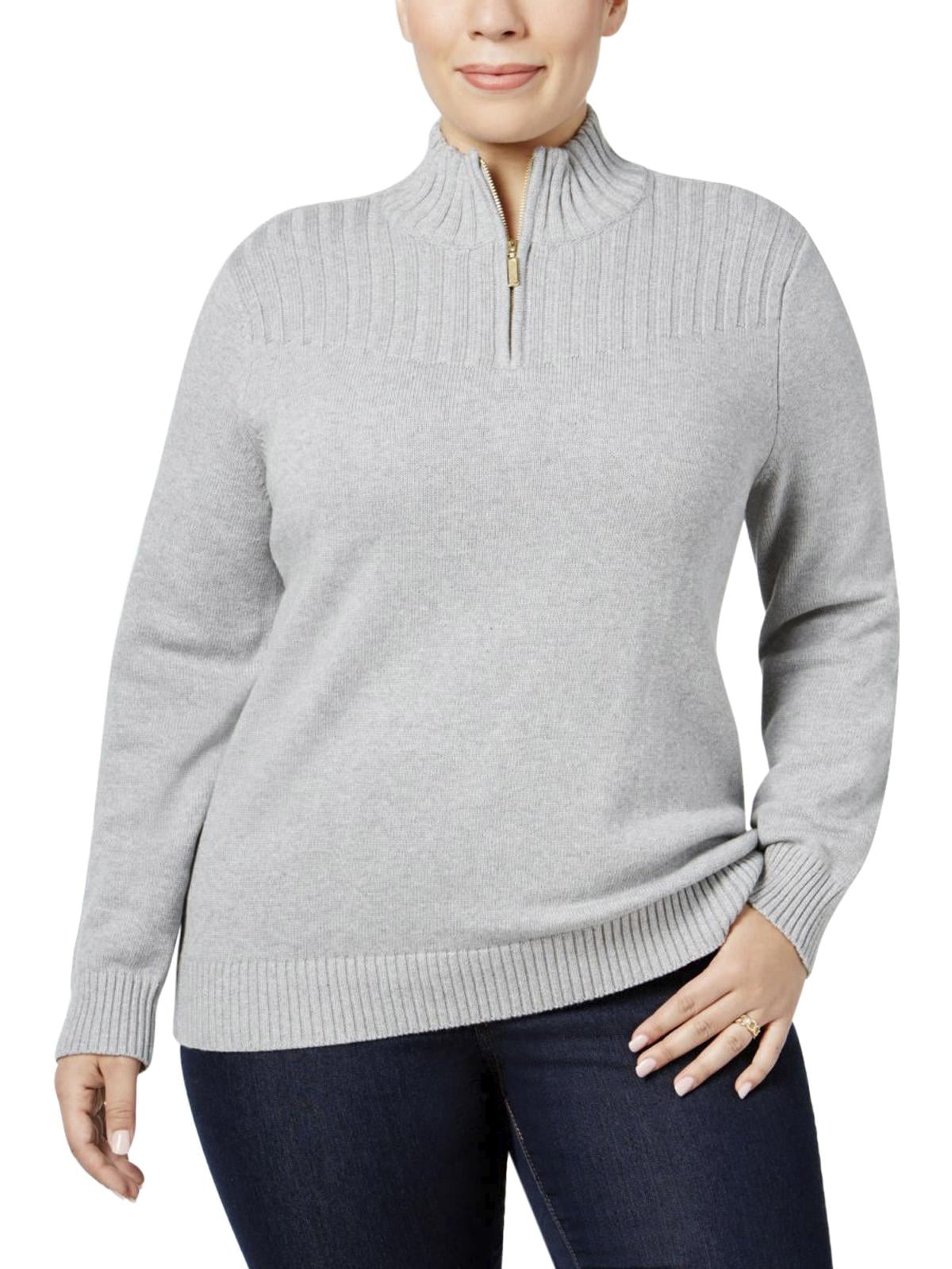 Karen Scott Womens Plus 1/4 Zip Mock 
