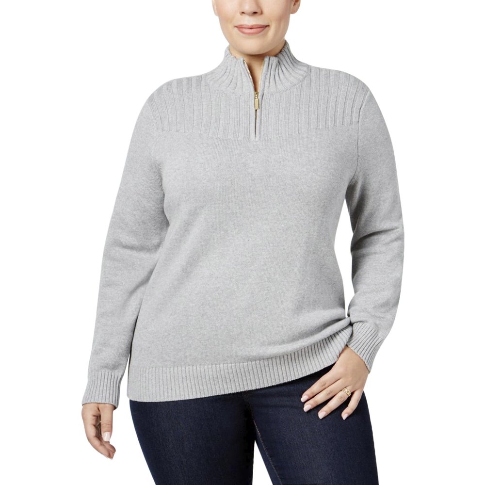 Karen Scott Karen Scott Womens Plus 1/4 Zip Mock Neck