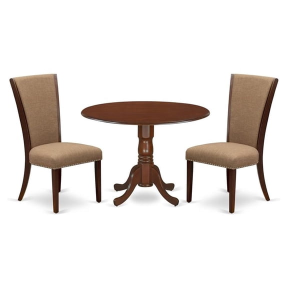 East West Furniture Dublin 3-piece Wood Dining Set in Mahogany/Light Sable