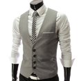 thumbnail image 6 of Joernso Suit Vest Sleeveless Pockets Simple Solid Color Men Formal Business Vest Workwear, 6 of 7