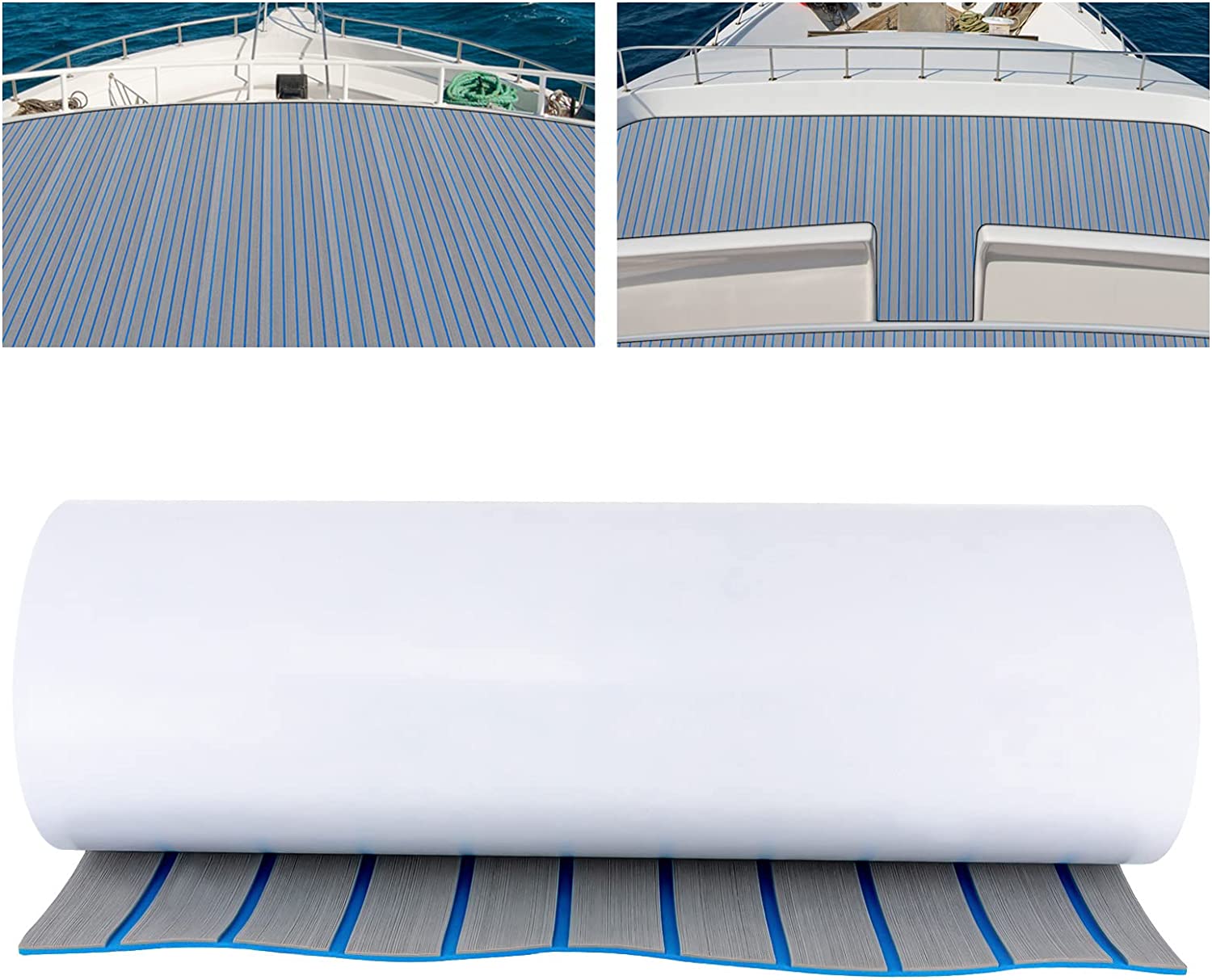 Miumaeov Marine Carpet, Eva Foam Decking Sheet Faux Teak Marine Mat Boat Flooring Marine Flooring Non-Slip Self-Adhesive Pad for Motorboat RV Yacht Kayak Swimming Pool