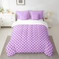 thumbnail image 2 of Castle Fairy Teenagers Geometric Lattice 7-Piece Twin Bedding Sets,Minimalist Plaid Bedding Comforter Set,Pink Purple Breathable Sheet Sets,Super Cozy Room Decor, 2 of 8