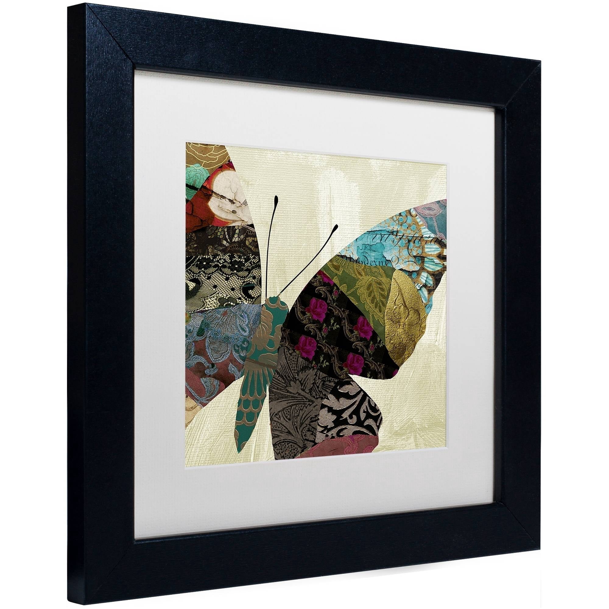 Trademark Fine Art "Butterfly Brocade IV" Canvas Art by Color Bakery White Matte, Black Frame