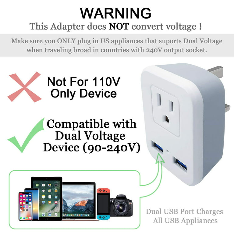 rent Bugsering Strengt UK Power Adapter Travel Plug Converter, AC Outlet Dual USB Port Universal  Wall Charger (Type G) for US to British Dubai Malaysia and More [Safety  Protection] - Walmart.com