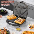thumbnail image 4 of Electric Sandwich Press Grill, Double-Sided Heating for Grilled Cheese & Panini, Cool Touch Handle, Easy Clean with Indicator Lights, Compact Breakfast Sandwich Maker with Easy Cut Edges, Black, 4 of 8