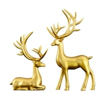 Lssam Nordic Origami Elk & Deer Statues, Modern Christmas Decorations Indoor, Aesthetic Gold Reindeer Figurines for Tabletop, Living Room TV Cabinet Wine Cabinet Holiday Decor