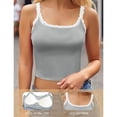 thumbnail image 6 of WEIWEN Spaghetti Strap Tank Top for Women Lace Sleeveless Ribbed Tank Tops Slim Fit Summer Going Out Crop Tops Vest Shirts Grey, M, 6 of 6