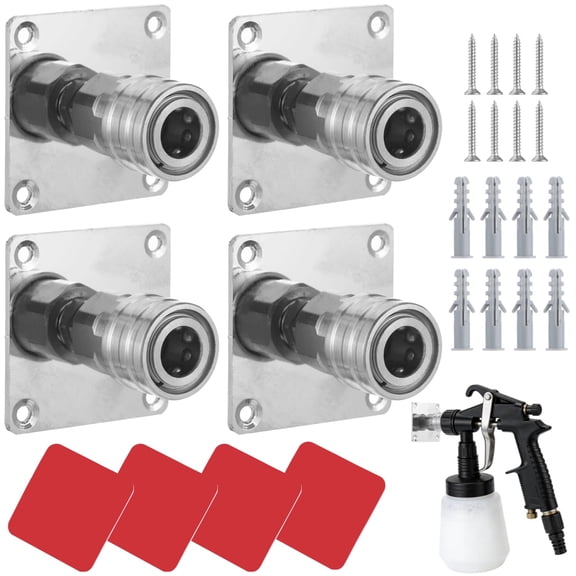 4 Pcs Foam Cannon Holder with Adhesive Stickers, Screws and Expansion Nuts, 1/4 Inch Quick-Release Stainless Steel Mount for Pressure Washer Accessories, Nozzle Tips, Spray Tools
