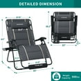 thumbnail image 2 of Amopatio Zero Gravity Chair with Adjustable Headrest and Cup Holder - Set of 2, Gray, 2 of 6