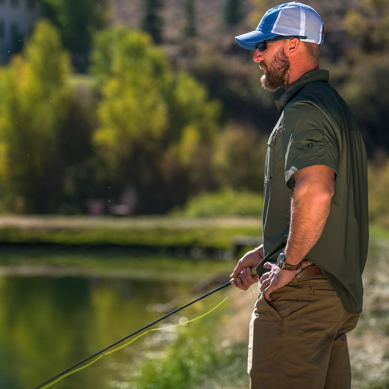 The American Outdoorsman Blackfoot River Long Sleeve Fishing Shirt - UPF 30  Protection Quick-Dry & Moisture-Wicking Fabric (Raven, XL)