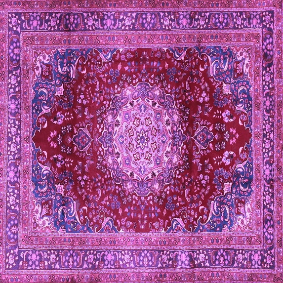 Ahgly Company Indoor Square Medallion Purple Traditional Area Rugs, 6' Square
