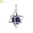 thumbnail image 1 of Collar de cristal natural Yashi colgante de cuentas de Piedra natural merkabah hueca de metal sodalita Ojo de tigre, 1 of 5
