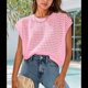 thumbnail image 5 of Top de Crochet con Cuello Redondo y Corta para Mujer, Rosa, Talla M, 5 of 8