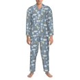 thumbnail image 3 of Haiem Blue Bathroom Pattern Men’s Long-sleeve Sleepwear,Sleepwear Set,2-piece Loungewear Set,Soft PJs Comfy Nightwear with Pockets-Medium, 3 of 7