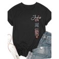 thumbnail image 3 of Women Christian T-Shirt Jesus is the Light Graphic Shirt Casual Crew Neck Top, 3 of 6