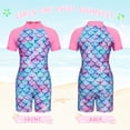 thumbnail image 6 of Marendyee Girls Ariel Mermaid Swimsuit One Piece Bathing Suit Zipper with UPF 50+ Rashguard Swimwear Printed One Piece Beach 5-6 Years 120 CM, 6 of 14