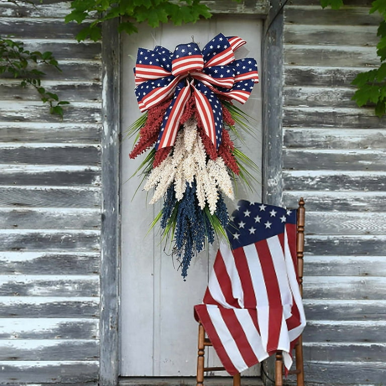 Patriotic Wreath 4th of July Wreath Labor 2024 Day Wreath Veterans Wreath Front Door Wreath Red Whit and Blue Wreath Year Round Wreath