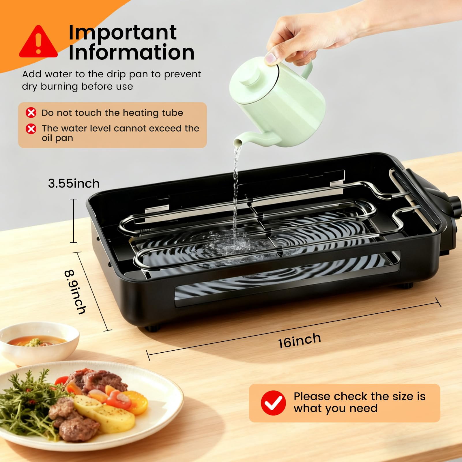 Electric Griddle 2-in-1 Indoor Grill, Black, 1700W with Removable Plates