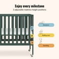 thumbnail image 4 of Dream On Me Jett Non-Full Size Folding Crib, Removable Wheels, Modern Nursey, Adjustable Mattress Support, Patent Folding System, Included 2.5” Mattress In Olive, 4 of 8