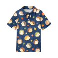 thumbnail image 4 of Back to School Girls Shirt Henley Short Sleeve Cute Cartoon Animal Print T Shirts Button Closure Comfy Active Polo Shirts, 130, 4 of 5