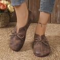 thumbnail image 5 of IEMIEMIEM Women's Vintage Distressed Bow Tie Flats Casual Slip On Loafers Comfortable Soft Sole Walking Shoes Brown 10 Wide, 5 of 7