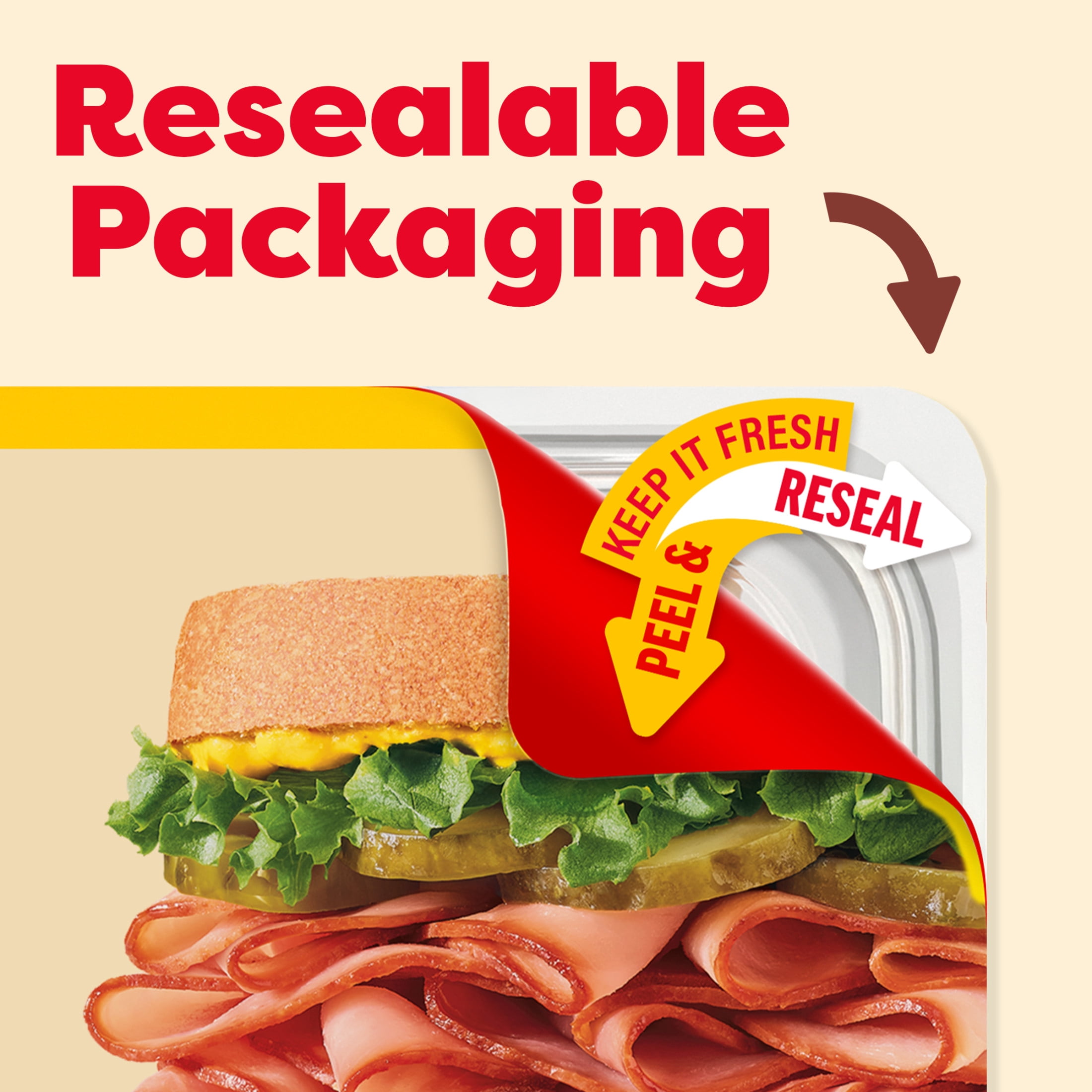 Oscar Mayer Deli Fresh Sliced Deli Meat, for Sandwiches and Easy Lunches, Smoked Ham, No Artificial Preservatives, No Added Nitrates or Nitrites, 9 oz