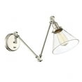 thumbnail image 2 of 1 Light Traditional Metal Adjustable Swing Arm Wall Sconce with Clear Glass-17.5 inches H By 7.5 inches W-Warm Brass Finish Bailey Street Home, 2 of 5