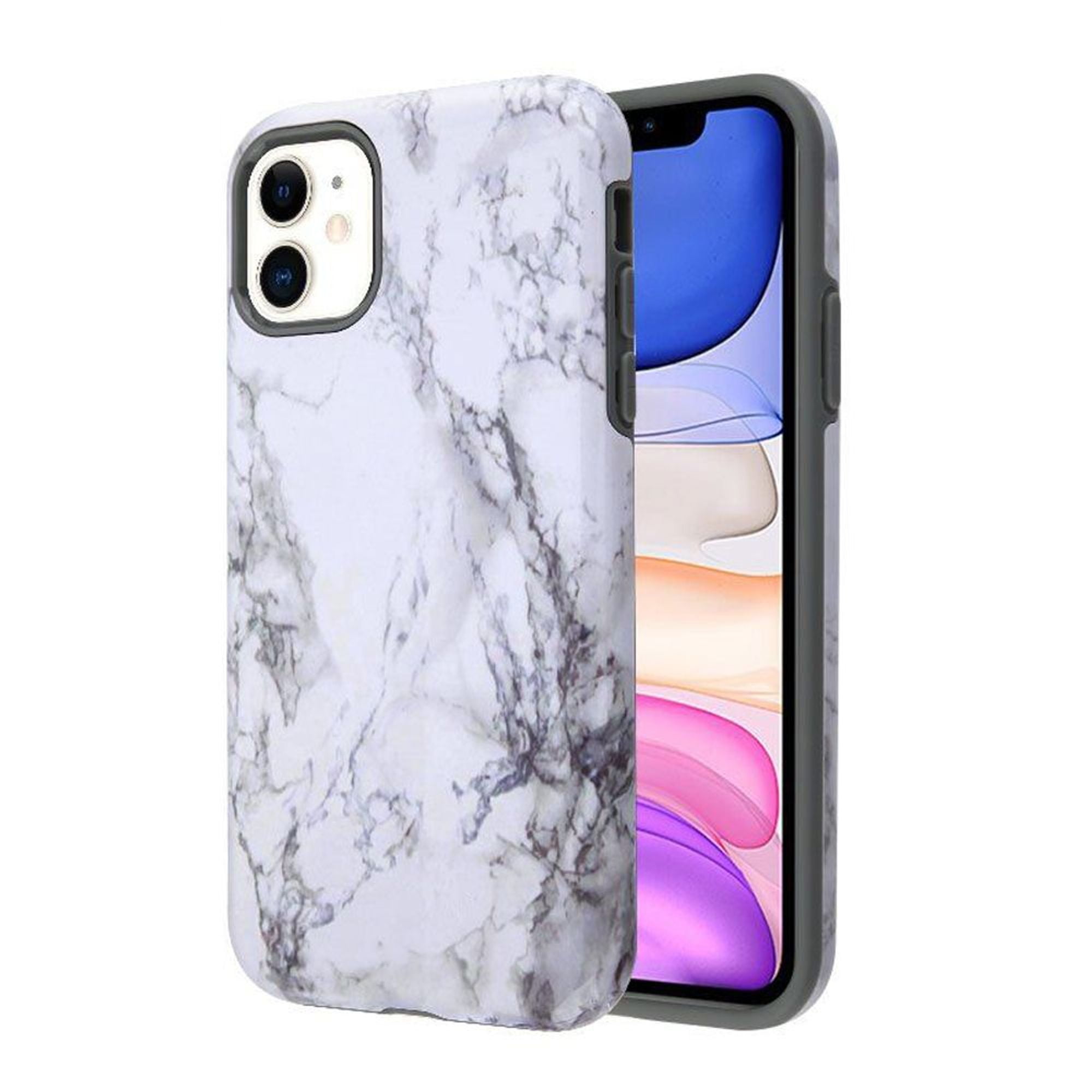 Apple iPhone 11 Case, by Insten Fuse Marble Dual Layer Hybrid PC/TPU