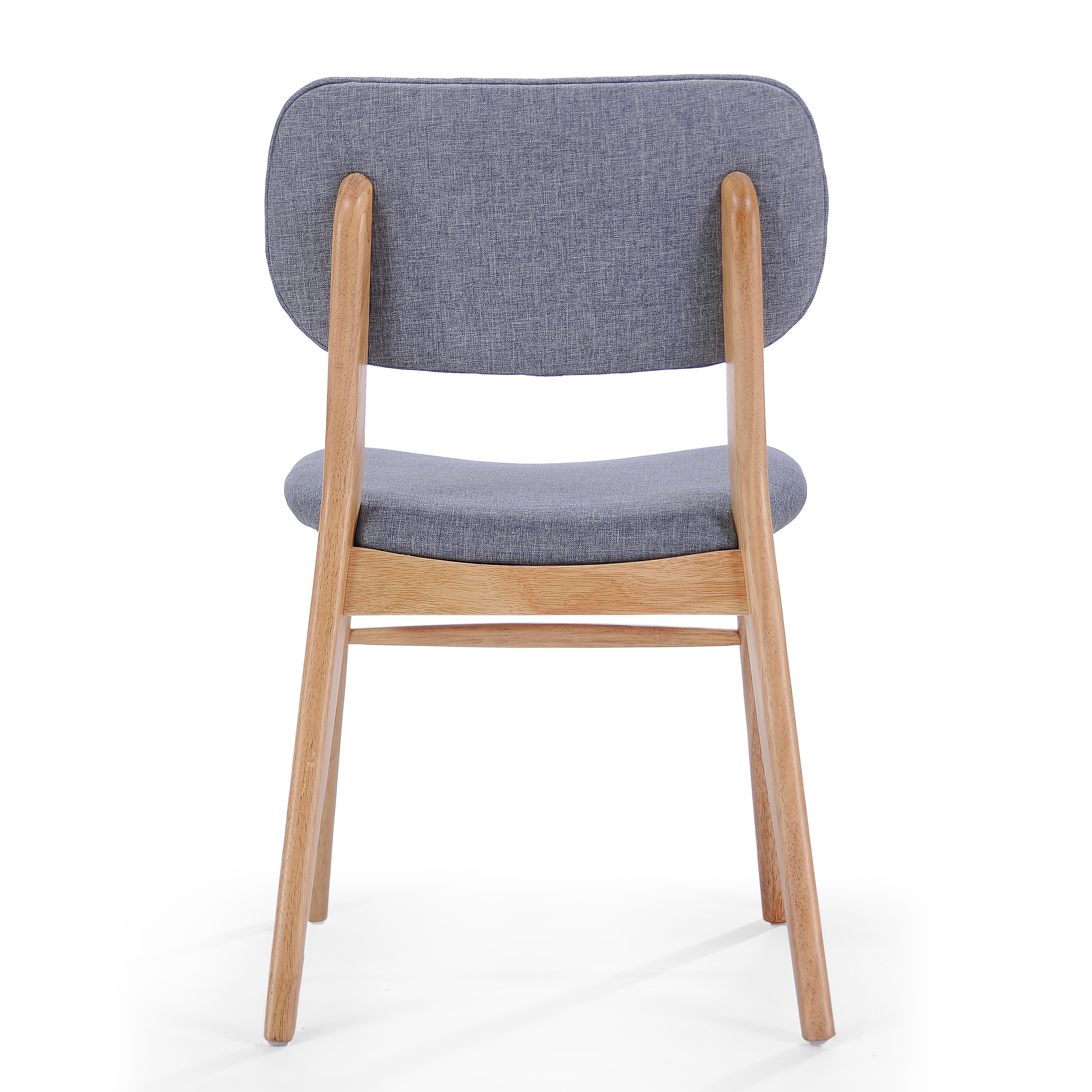 Euroco Wooden Dining Chairs Set of 2, Mid-Century Modern Upholstered Kitchen Side Chairs with Rubberwood Frame for Home,Natural+Grey
