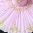 thumbnail image 5 of AUNVITO Girls 1-14 Years Dance Practice Tutu Skirt Soft Tulle Layered Performance Princess Dress Ribbon Trim Sleeveless V-Neck Costume, 5 of 8